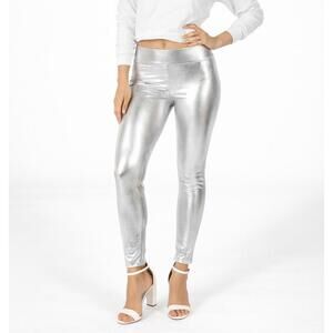 NWT Tipsy Elves Women’s Metallic Silver Leggings Size Large